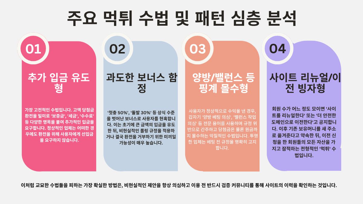 온라인 먹튀 사기 프로세스를 설명하는 인포그래픽 순서도