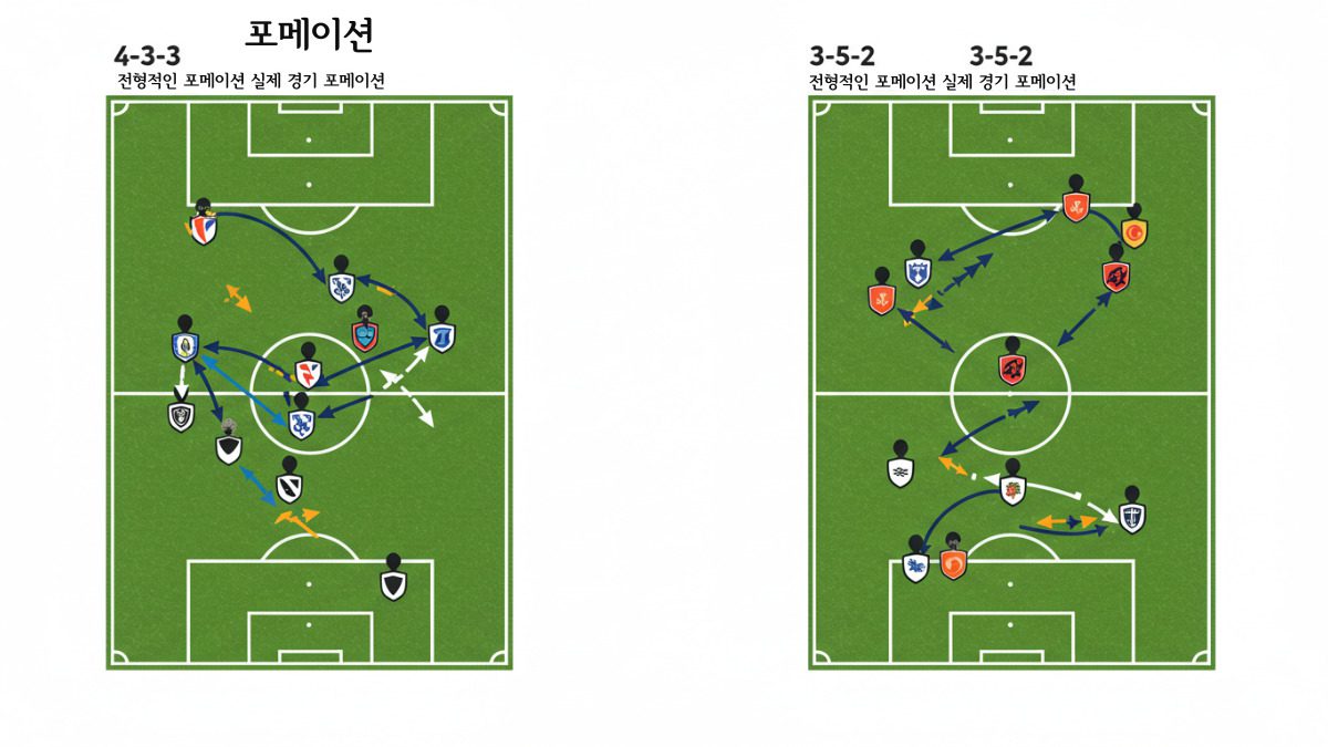축구 포메이션 4-3-3과 3-5-2의 전술 움직임 비교